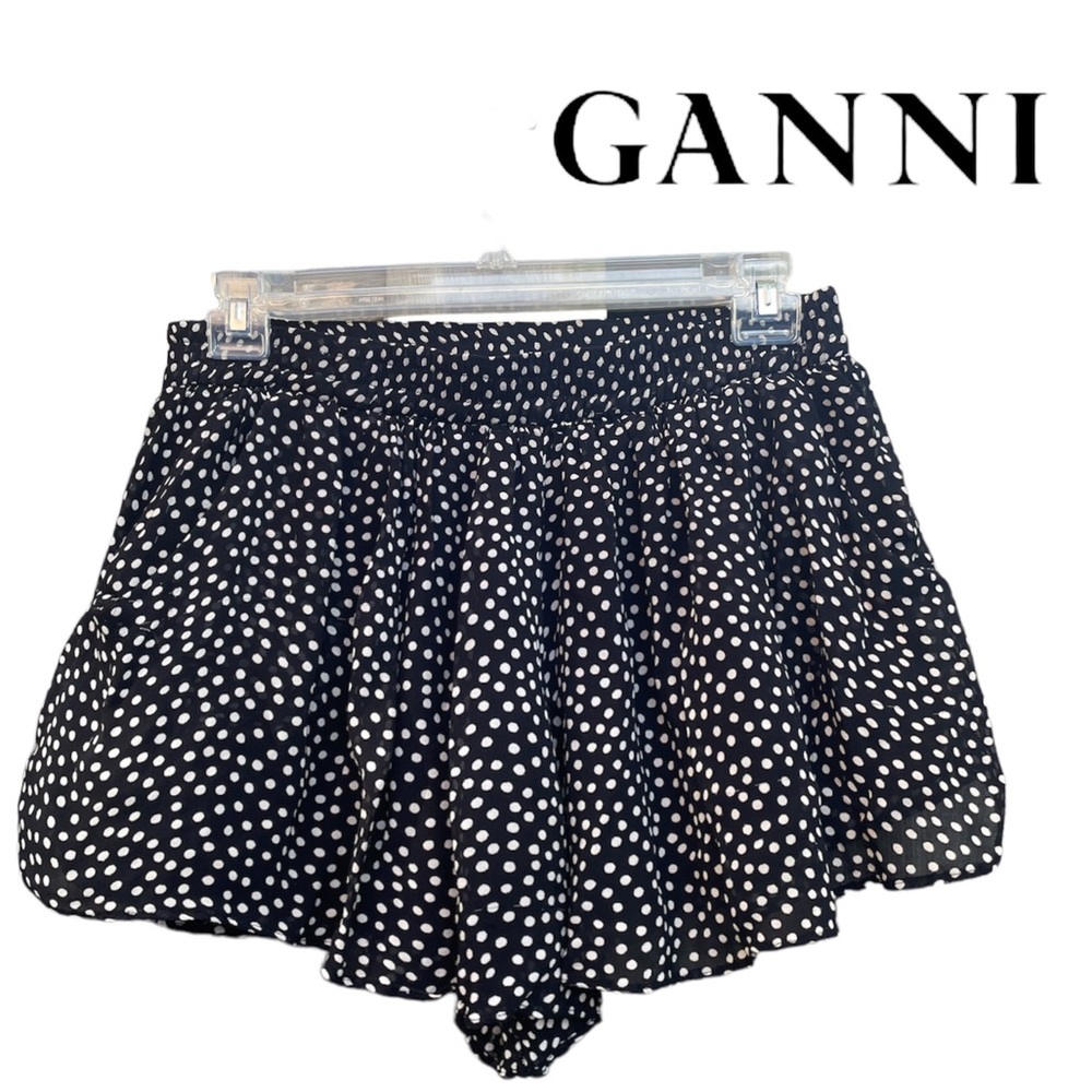 Ganni Black and White Polka Dot Women's Shorts